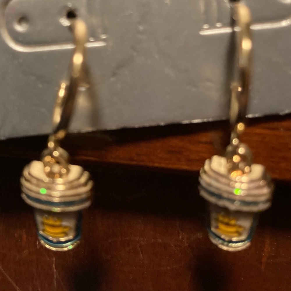 BaubleBar Gold and Blue Coffee Cup Earrings